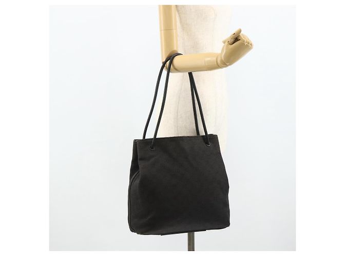 Borsa Tote GG Canvas Gucci Nera 101341 Auth 177247 Nero - vista 21