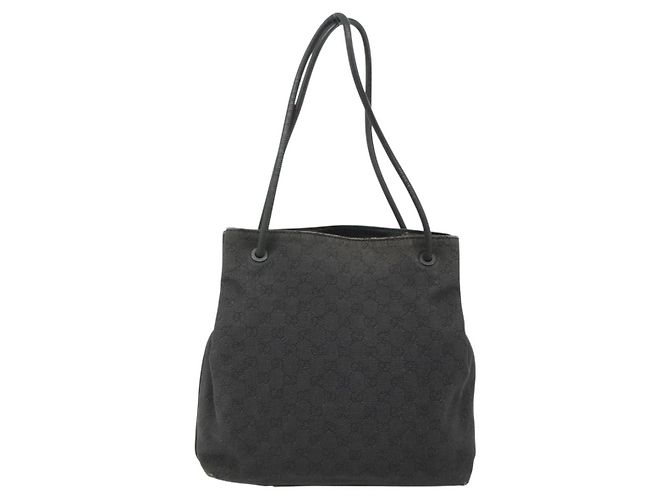 Borsa Tote GG Canvas Gucci Nera 101341 Auth 177247 Nero - vista 3