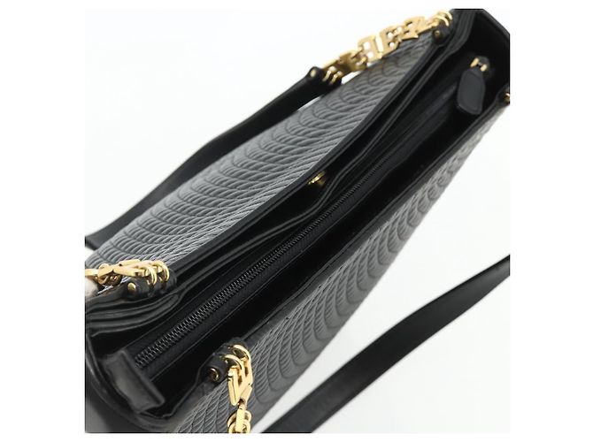 BALLY Borsa a Spalla in Pelle Nera e Oro Auth 158223 Nero D'oro - vista 6