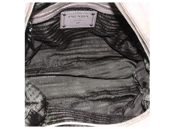PRADA Geraffte Handtasche aus Leder 2-Wege Grau Silber Auth 178080A Braun - Ansicht 11