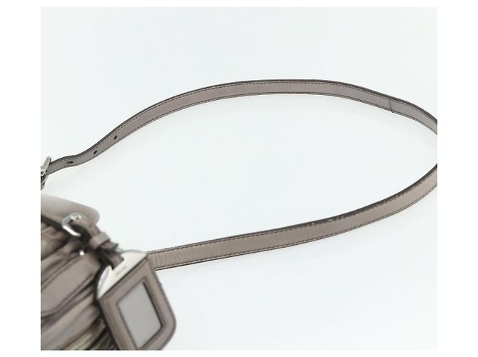 PRADA Geraffte Handtasche aus Leder 2-Wege Grau Silber Auth 178080A Braun - Ansicht 15