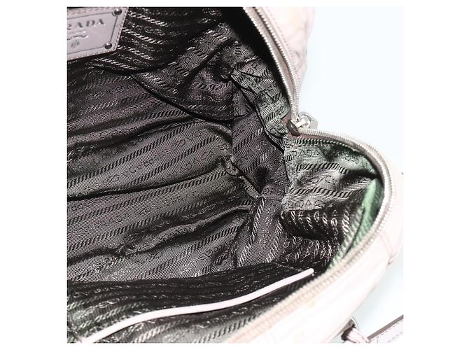 PRADA Geraffte Handtasche aus Leder 2-Wege Grau Silber Auth 178080A Braun - Ansicht 23