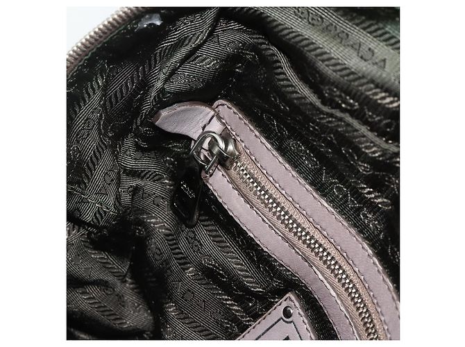PRADA Geraffte Handtasche aus Leder 2-Wege Grau Silber Auth 178080A Braun - Ansicht 25