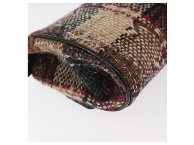 Borsa a Spalla BURBERRY Tweed Oro Beige Auth 177012 D'oro - vista 12