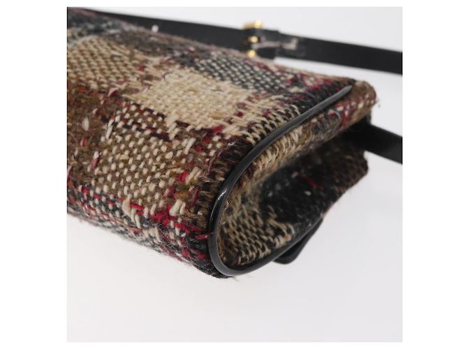 Borsa a Spalla BURBERRY Tweed Oro Beige Auth 177012 D'oro - vista 13