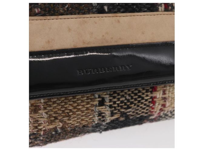 Borsa a Spalla BURBERRY Tweed Oro Beige Auth 177012 D'oro - vista 14