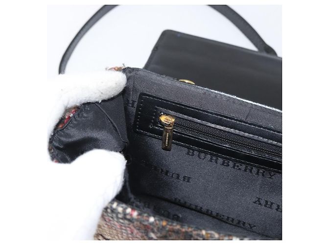 Borsa a Spalla BURBERRY Tweed Oro Beige Auth 177012 D'oro - vista 19