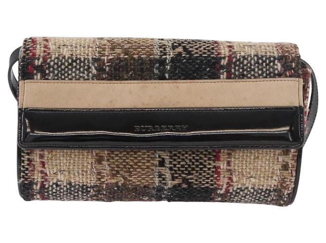 Borsa a Spalla BURBERRY Tweed Oro Beige Auth 177012 D'oro - vista 2