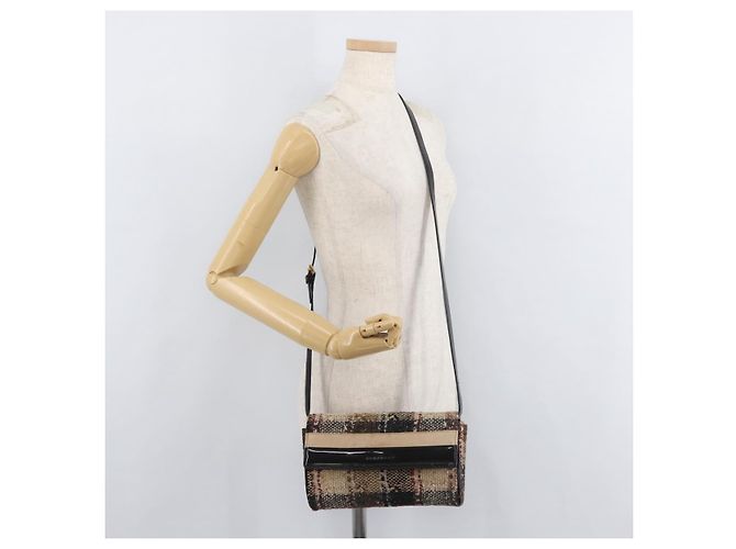Borsa a Spalla BURBERRY Tweed Oro Beige Auth 177012 D'oro - vista 21