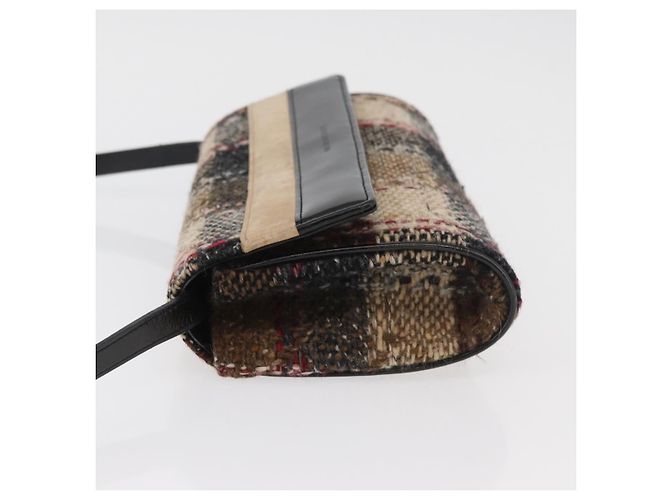 Borsa a Spalla BURBERRY Tweed Oro Beige Auth 177012 D'oro - vista 5