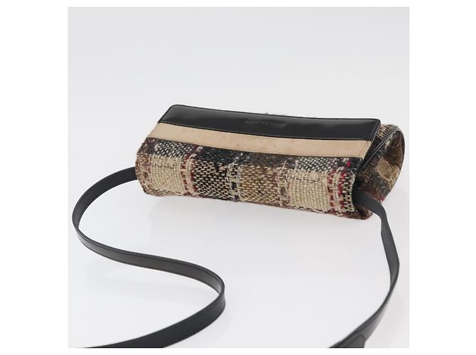 Borsa a Spalla BURBERRY Tweed Oro Beige Auth 177012 D'oro - vista 6