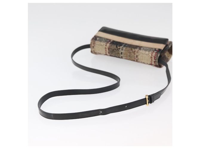 Borsa a Spalla BURBERRY Tweed Oro Beige Auth 177012 D'oro - vista 7