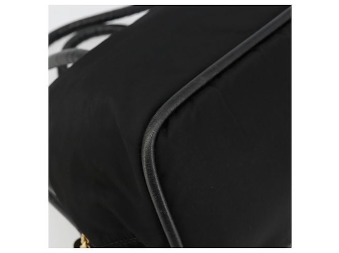 Céline Borsa a mano Celine Circle in nylon nero e oro Auth 178010 D'oro - vista 11
