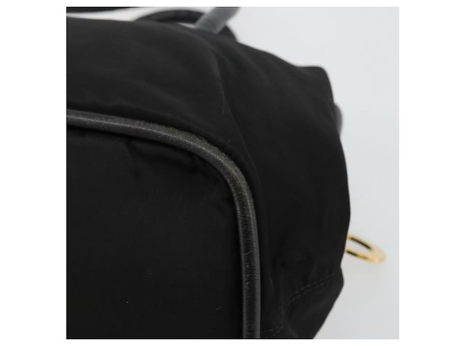 Céline Borsa a mano Celine Circle in nylon nero e oro Auth 178010 D'oro - vista 12