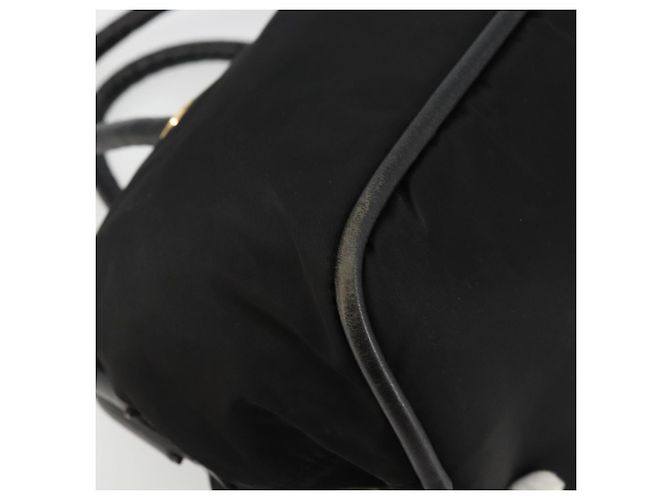 Céline Borsa a mano Celine Circle in nylon nero e oro Auth 178010 D'oro - vista 13
