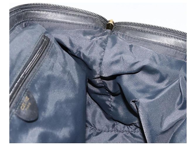Céline Borsa a mano Celine Circle in nylon nero e oro Auth 178010 D'oro - vista 18