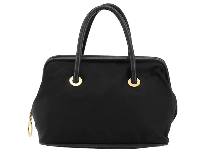Céline Borsa a mano Celine Circle in nylon nero e oro Auth 178010 D'oro - vista 2