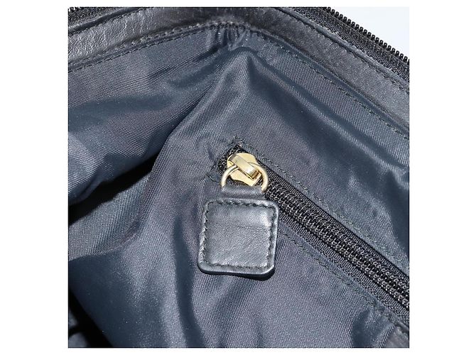 Céline Borsa a mano Celine Circle in nylon nero e oro Auth 178010 D'oro - vista 20