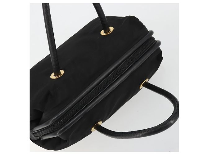 Céline Borsa a mano Celine Circle in nylon nero e oro Auth 178010 D'oro - vista 6