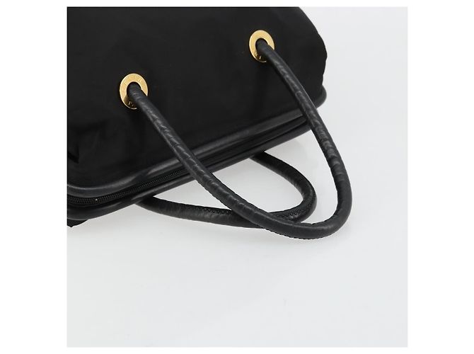Céline Borsa a mano Celine Circle in nylon nero e oro Auth 178010 D'oro - vista 7