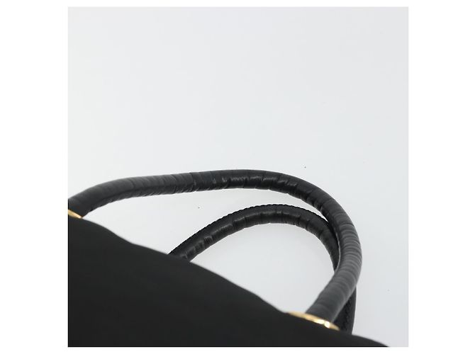 Céline Borsa a mano Celine Circle in nylon nero e oro Auth 178010 D'oro - vista 8