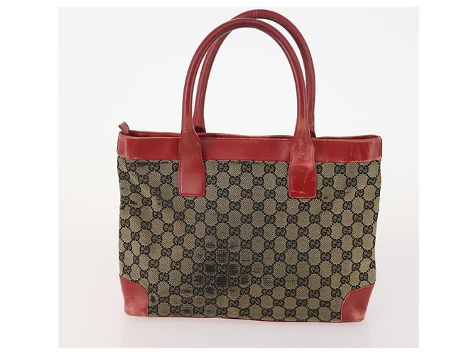Borsa a Spalla GG Canvas Gucci Nylon 3 Pezzi Beige Nero Auth ti3900 - vista 9