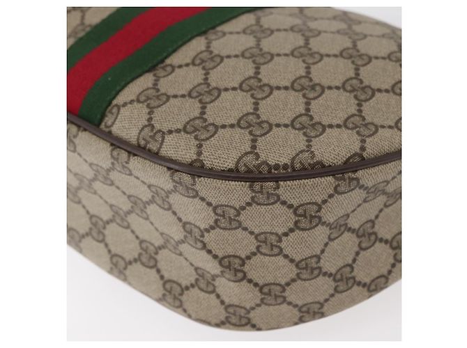 Borsa Gucci GG Supreme Web Sherry Line in PVC beige e oro 10 2 3840 Auth 178471 D'oro - vista 11