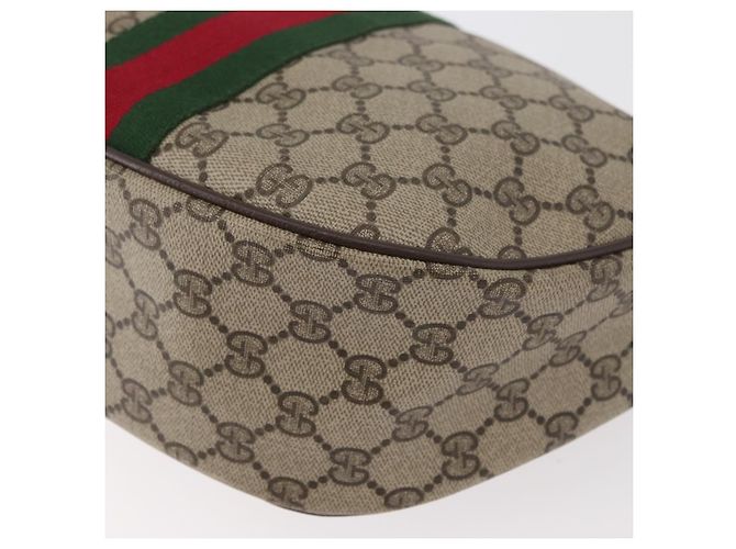 Borsa Gucci GG Supreme Web Sherry Line in PVC beige e oro 10 2 3840 Auth 178471 D'oro - vista 13