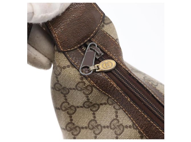 Borsa Gucci GG Supreme Web Sherry Line in PVC beige e oro 10 2 3840 Auth 178471 D'oro - vista 14