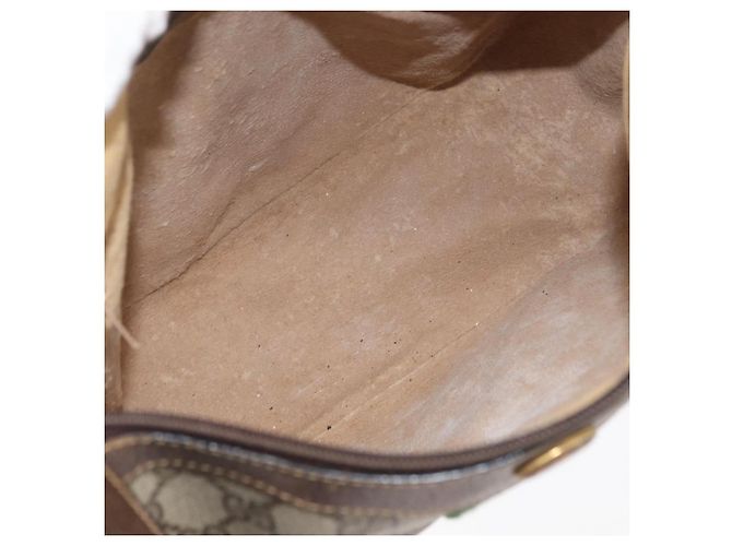 Borsa Gucci GG Supreme Web Sherry Line in PVC beige e oro 10 2 3840 Auth 178471 D'oro - vista 17