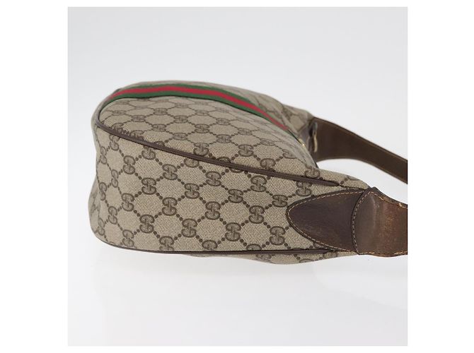 Borsa Gucci GG Supreme Web Sherry Line in PVC beige e oro 10 2 3840 Auth 178471 D'oro - vista 4