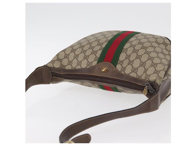 Borsa Gucci GG Supreme Web Sherry Line in PVC beige e oro 10 2 3840 Auth 178471 D'oro - vista 6