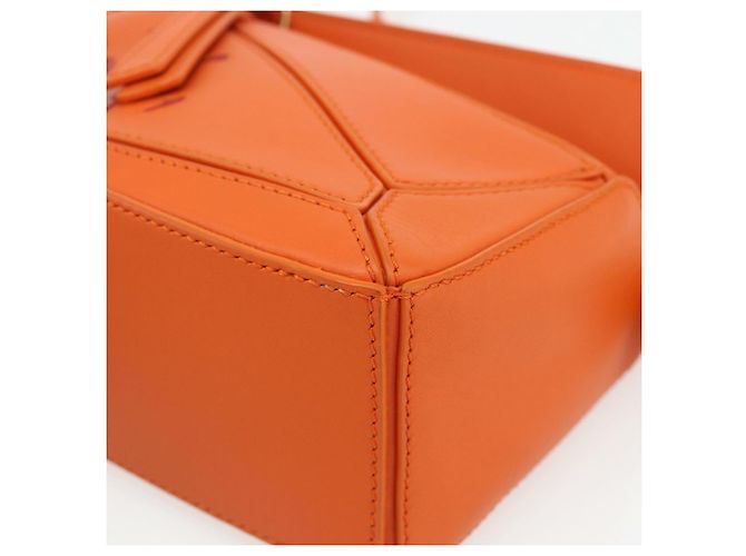 LOEWE - Mini borsa in pelle Ghibli Howl's Calcifer Puzzle 2way Arancione Auth 167270SM D'oro - vista 16