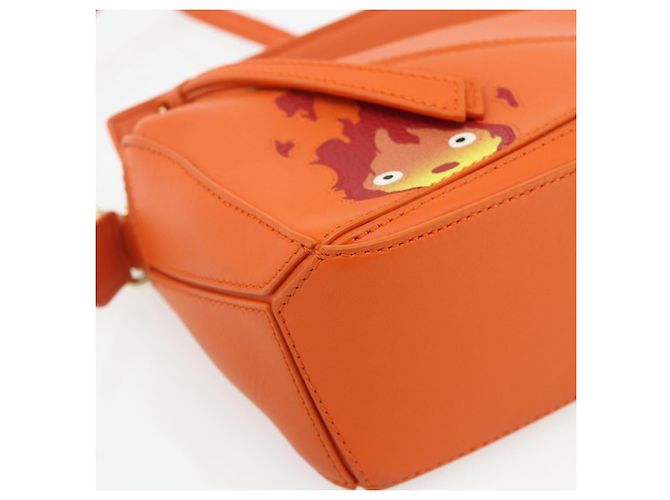 LOEWE - Mini borsa in pelle Ghibli Howl's Calcifer Puzzle 2way Arancione Auth 167270SM D'oro - vista 17