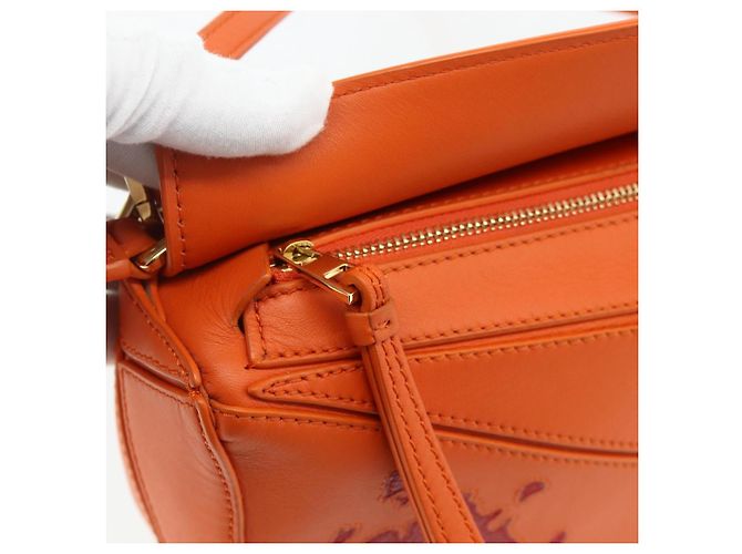 LOEWE - Mini borsa in pelle Ghibli Howl's Calcifer Puzzle 2way Arancione Auth 167270SM D'oro - vista 21