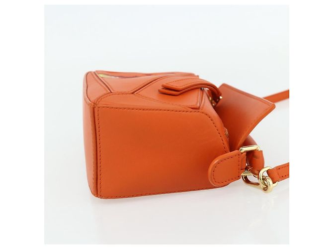 LOEWE - Mini borsa in pelle Ghibli Howl's Calcifer Puzzle 2way Arancione Auth 167270SM D'oro - vista 4