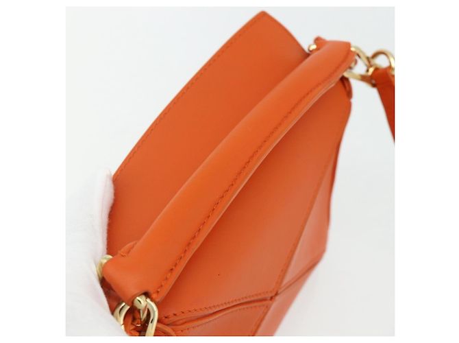 LOEWE - Mini borsa in pelle Ghibli Howl's Calcifer Puzzle 2way Arancione Auth 167270SM D'oro - vista 8