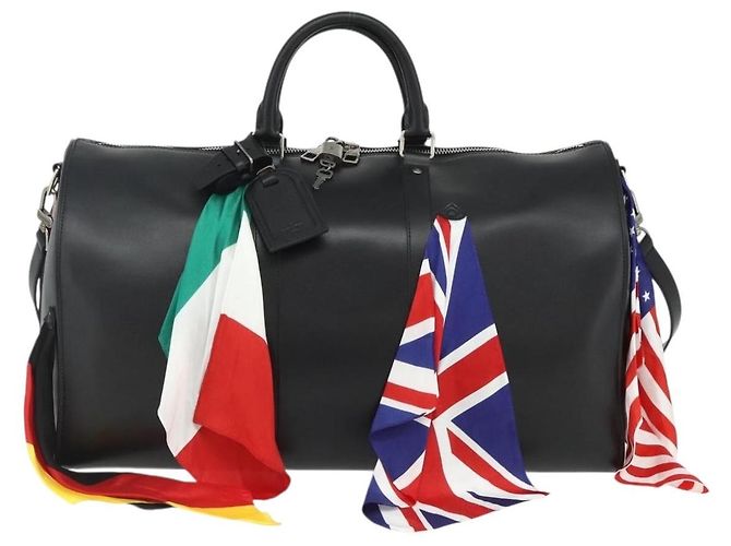 LOUIS VUITTON Borsa Keepall Bandoulière 50 in Pelle Nera M55268 Auth 167262SM Nero - vista 13