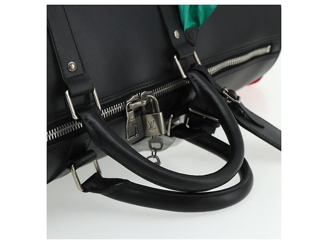LOUIS VUITTON Borsa Keepall Bandoulière 50 in Pelle Nera M55268 Auth 167262SM Nero - vista 7