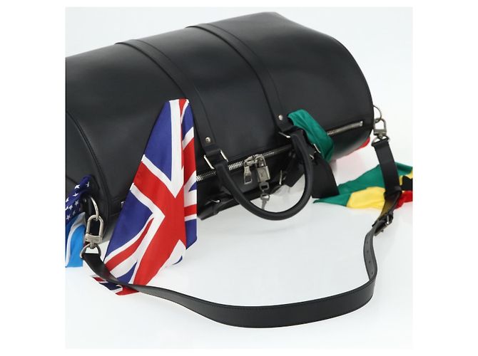 LOUIS VUITTON Borsa Keepall Bandoulière 50 in Pelle Nera M55268 Auth 167262SM Nero - vista 8