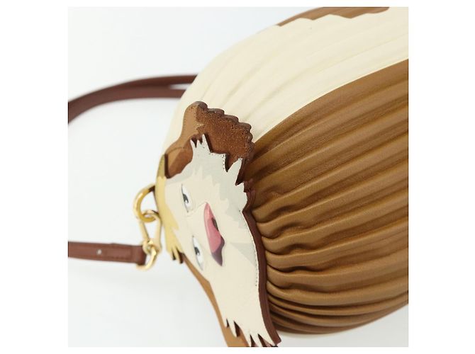 LOEWE - Bolsa Hin de couro bege do Castelo Móvel de Studio Ghibli Auth 167271SM Dourado - vista 15
