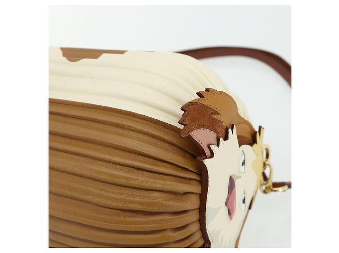 LOEWE - Bolsa Hin de couro bege do Castelo Móvel de Studio Ghibli Auth 167271SM Dourado - vista 16