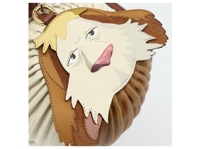 LOEWE - Bolsa Hin de couro bege do Castelo Móvel de Studio Ghibli Auth 167271SM Dourado - vista 18