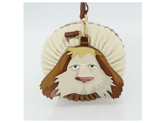 LOEWE - Bolsa Hin de couro bege do Castelo Móvel de Studio Ghibli Auth 167271SM Dourado - vista 3