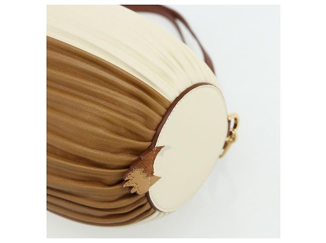 LOEWE - Bolsa Hin de couro bege do Castelo Móvel de Studio Ghibli Auth 167271SM Dourado - vista 8
