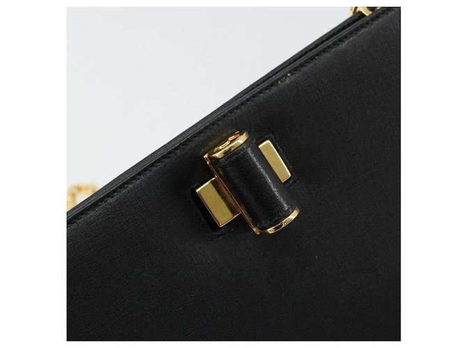 Borsa a spalla con catena Salvatore Ferragamo in pelle nera e oro Auth 177335A Nero D'oro - vista 14