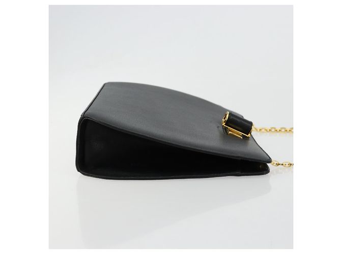 Borsa a spalla con catena Salvatore Ferragamo in pelle nera e oro Auth 177335A Nero D'oro - vista 4
