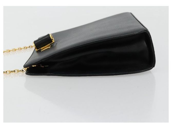 Borsa a spalla con catena Salvatore Ferragamo in pelle nera e oro Auth 177335A Nero D'oro - vista 5