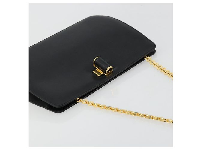 Borsa a spalla con catena Salvatore Ferragamo in pelle nera e oro Auth 177335A Nero D'oro - vista 6