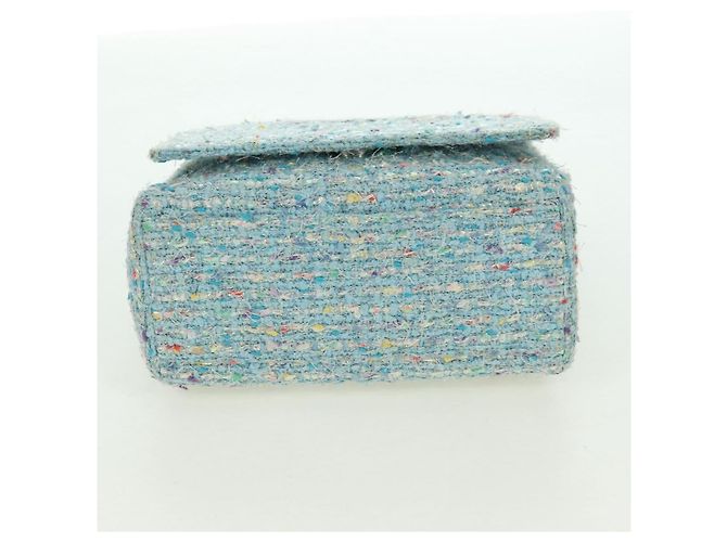 CHANEL Borsa a Catena Tweed Azzurro Chiaro Argento CC Auth 177972SV Blu chiaro - vista 10